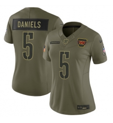 Women Washington Commanders 5 Jayden Daniels Olive 2025 Salute to Service Limited Stitched Football Jersey