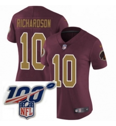 Womens Nike Washington Redskins 10 Paul Richardson Burgundy RedGold Number Alternate 80TH Anniversary Vapor Untouchable Limited Stitched 100th anniversary 