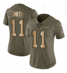 Womens Nike Washington Redskins 11 Alex Smith Limited OliveGold 2017 Salute to Service NFL Jersey