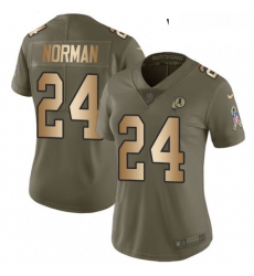 Womens Nike Washington Redskins 24 Josh Norman Limited OliveGold 2017 Salute to Service NFL Jersey