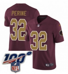 Youth Nike Washington Redskins 32 Samaje Perine Burgundy RedGold Number Alternate 80TH Anniversary Vapor Untouchable Limited Stitched 100th anniversary Nec