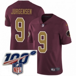 Youth Nike Washington Redskins 9 Sonny Jurgensen Burgundy RedGold Number Alternate 80TH Anniversary Vapor Untouchable Limited Stitched 100th anniversary Ne