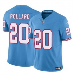 Men Tennessee Titans 20 Tony Pollard Blue 2023 F U S E  Throwback Limited Stitched Football Jersey