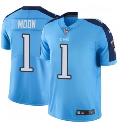 Mens Nike Tennessee Titans 1 Warren Moon Limited Light Blue Rush Vapor Untouchable NFL Jersey