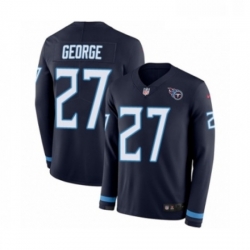 Mens Nike Tennessee Titans 27 Eddie George Limited Navy Blue Therma Long Sleeve NFL Jersey