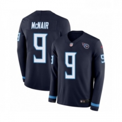 Mens Nike Tennessee Titans 9 Steve McNair Limited Navy Blue Therma Long Sleeve NFL Jersey