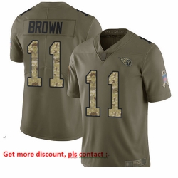 Titans 11 A J  Brown Olive Camo Men Stitched Football Limited 2017 Salute To Service Jersey