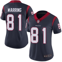 Texans 81 Kahale Warring Navy Blue Team Color Women Stitched Football Vapor Untouchable Limited Jersey