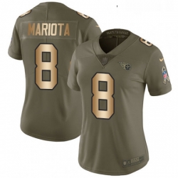 Womens Nike Tennessee Titans 8 Marcus Mariota Limited OliveGold 2017 Salute to Service NFL Jersey