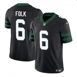 Men New York Jets 6 Nick Folk Black 2025 F U S E  Vapor Untouchable Limited Stitched Jersey