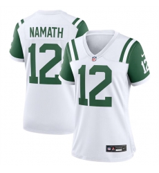 Women New York Jets 12 Joe Namath White Classic Alternate Stitched Jersey