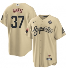 Men Arizona Diamondbacks 37 Kevin Ginkel Gold 2023 World Series City Connect Cool Base Stitched Baseball Jersey