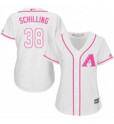 Womens Majestic Arizona Diamondbacks 38 Curt Schilling Replica White Fashion MLB Jersey