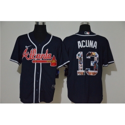 Braves 13 Ronald Acuna Jr  Navy Nike Cool Base Player Jersey