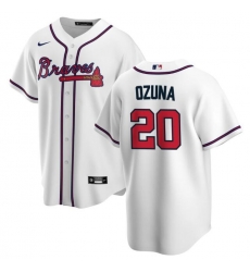 Men Atlanta Braves 20 Marcell Ozuna White Cool Base Stitched Jersey