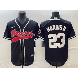 Men Atlanta Braves 23 Michael Harris II Black Cool Base Stitched Baseball Jersey