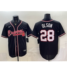 Men Atlanta Braves 28 Matt Olson 2026 Fashion Replica Black Out Stitched Baseball Jersey Men Atlanta Braves 28 Matt Olson 2026 Fashion Replica Black Out Stitched Baseball Jersey