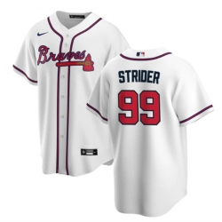 Men Atlanta Braves 99 Spencer Strider White Cool Base Stitched Baseball Jersey