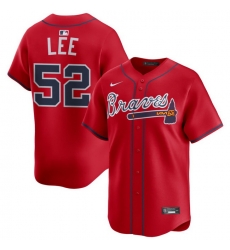 Men Atlanta Braves Nike Alternate Limited Jersey Red Lee Dylan 52