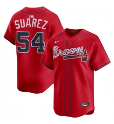 Men Atlanta Braves Nike Alternate Limited Jersey Red Suarez Jose 54