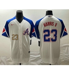 Men's Atlanta Braves #23 Michael Harris II Number White 2023 City Connect Cool Base Stitched Jersey