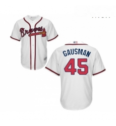 Mens Atlanta Braves 45 Kevin Gausman Replica White Home Cool Base Baseball Jersey 