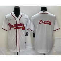 Men's Atlanta Braves White Team Big Logo Cool Base Stitched Baseball Jersey