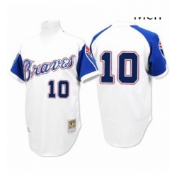 Mens Majestic Atlanta Braves 10 Chipper Jones Authentic White 1974 Throwback MLB Jersey