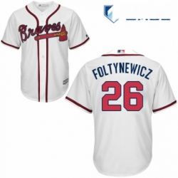 Mens Majestic Atlanta Braves 26 Mike Foltynewicz Replica White Home Cool Base MLB Jersey 