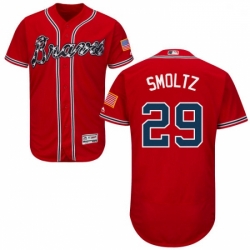 Mens Majestic Atlanta Braves 29 John Smoltz Red Alternate Flex Base Authentic Collection MLB Jersey