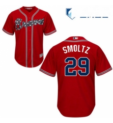 Mens Majestic Atlanta Braves 29 John Smoltz Replica Red Alternate Cool Base MLB Jersey