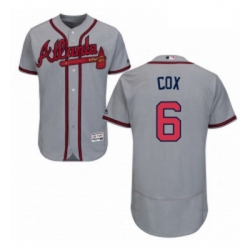 Mens Majestic Atlanta Braves 6 Bobby Cox Grey Road Flex Base Authentic Collection MLB Jersey