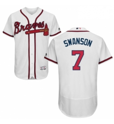 Mens Majestic Atlanta Braves 7 Dansby Swanson White Flexbase Authentic Collection MLB Jersey