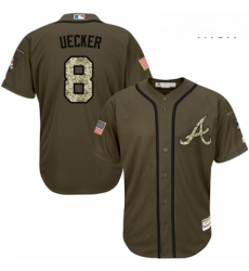 Mens Majestic Atlanta Braves 8 Bob Uecker Authentic Green Salute to Service MLB Jersey