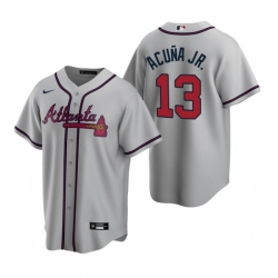 Mens Nike Atlanta Braves 13 Ronald Acuna Jr Gray Road Stitched Baseball Jersey