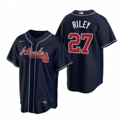 Mens Nike Atlanta Braves 27 Austin Riley Navy Alternate Stitched Baseball Jersey