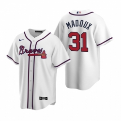 Mens Nike Atlanta Braves 31 Greg Maddux White Home Stitched Baseball Jerse