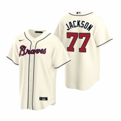 Mens Nike Atlanta Braves 77 Luke Jackson Cream Alternate Stitched Baseball Jersey