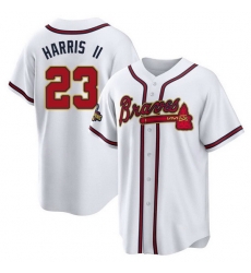 Men's Replica Michael Harris II Atlanta Braves Gold White 2022 Program Jersey