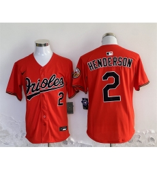 Men Baltimore Orioles 2 Gunnar Henderson Orange 2024 With Patch Cool Base Stitched Baseball Jersey