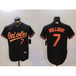 Men Baltimore Orioles 7 Jackson Holliday Black Cool Base Stitched Baseball Jersey 2