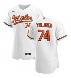 Men Baltimore Orioles 74 Pat Valaika Men Nike White Home 2020 Flex Base Player MLB Jersey