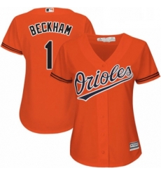 Womens Majestic Baltimore Orioles 1 Tim Beckham Authentic Orange Alternate Cool Base MLB Jersey 