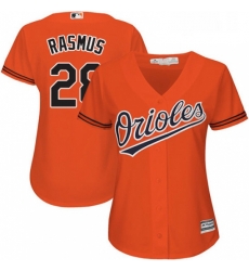 Womens Majestic Baltimore Orioles 28 Colby Rasmus Authentic Orange Alternate Cool Base MLB Jersey 