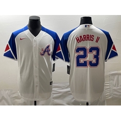 MLB Braves 23 Harris II White City Connect Cool Base Men Jersey 5