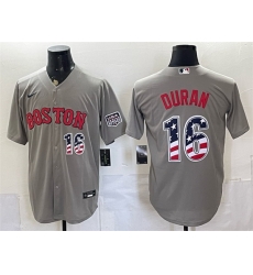 Men Boston Red Sox  16 Jarren Duran Grey 2026 USA 250 Fourth of July Home Stitched Baseball Jersey