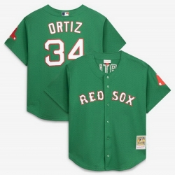 Men Boston Red Sox  34 David Ortiz Kelly Green Cooperstown Collection Stitched Baseball Jersey