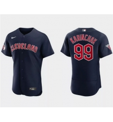 Men Cleveland Guardians 99 James Karinchak Navy Flex Base Stitched Jersey