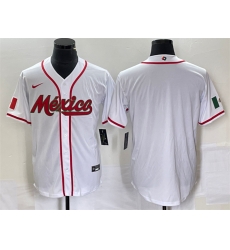 Men Mexico Baseball Blank 2023 White World Baseball Classic Stitched Jersey