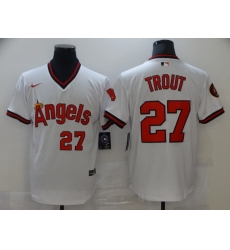 Men Nike Angels 27 Mike Trout White Nike Cool Base Jersey